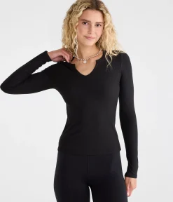 Long Sleeve Buttery Soft Notch-Neck Tee