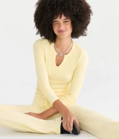 Long Sleeve Buttery Soft Notch-Neck Tee
