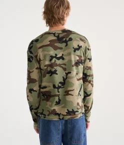 Long Sleeve Camo Star Flame Graphic Thermal Tee
