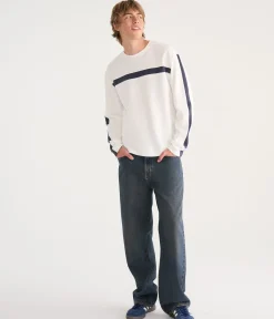 Long Sleeve Flat Stripes Rib-Knit Tee