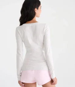 Long Sleeve Seriously Soft Lace-Trim V-Neck Tee