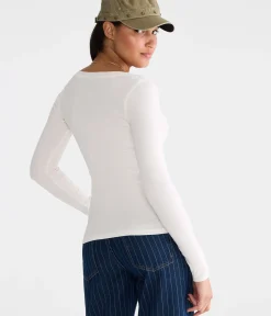 Long Sleeve Solid Ribbed Henley