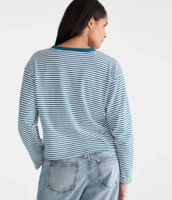 Long Sleeve Striped Oversized Crew Tee