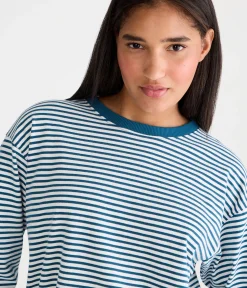 Long Sleeve Striped Oversized Crew Tee