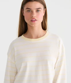 Long Sleeve Striped Oversized Crew Tee