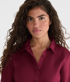 Long Sleeve Tonal Stripe Tie-Back Fitted Shirt