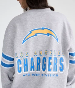 Los Angeles Chargers Striped Sleeve Crew Sweatshirt