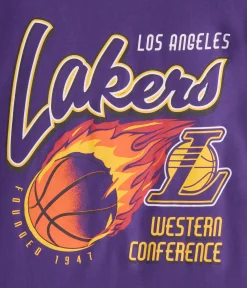 Los Angeles Lakers Flaming Basketball Relaxed Graphic Tee