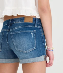 Low-Rise Denim Midi Shorts