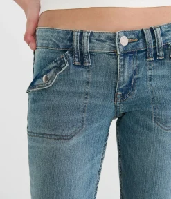 Low-Rise Flare Flap Pocket Jean