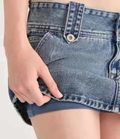 Low-Rise Micro Denim Skirt