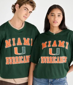 Miami Hurricanes Boxy Mesh V-Neck Top