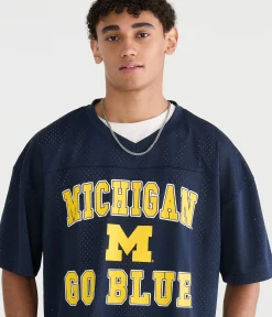 Michigan Wolverines Boxy Mesh V-Neck Top