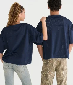 Michigan Wolverines Boxy Mesh V-Neck Top