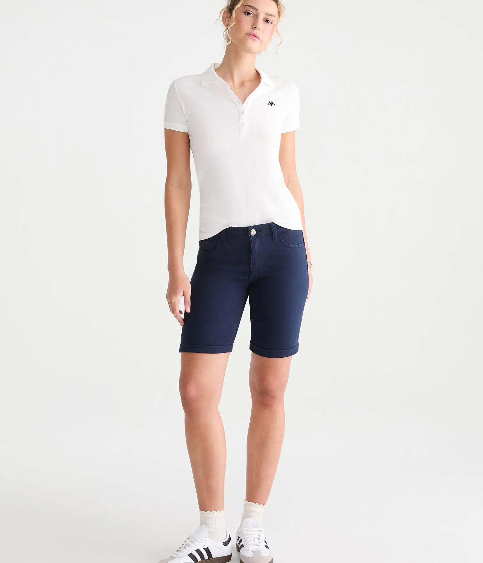 Mid-Rise Uniform Bermuda Shorts