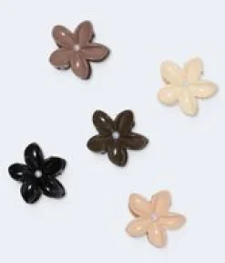 Mini Neutral Tropical Flower Claw Hair Clip 5-Pack