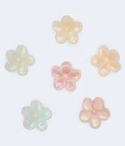 Mini Outlined Flower Claw Hair Clip 6-Pack