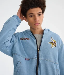 Minnesota Vikings Full-Zip Hooded Denim Jacket