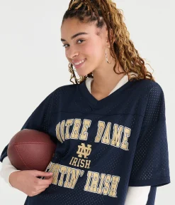 Notre Dame Fightin' Irish Boxy Mesh V-Neck Top