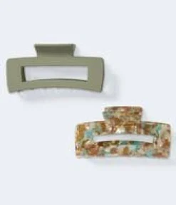 Open Rectangle Claw Hair Clip 2-Pack