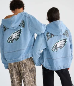 Philadelphia Eagles Full-Zip Hooded Denim Jacket