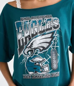 Philadelphia Eagles Off-The-Shoulder Graphic Tee