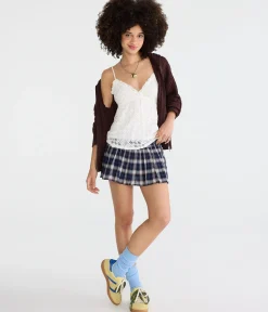 Plaid Smocked Mini Skirt