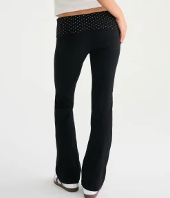 Polka Dot Mid-Rise Fold-Over Bootcut Pants