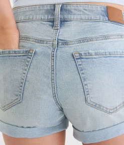 Premium Seriously Stretchy High-Waisted Denim Midi Shorts