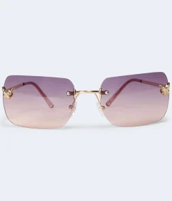 Rhinestone Butterfly Rimless Sunglasses