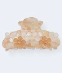 Rhinestone Flower Marbled Claw Hair Clip