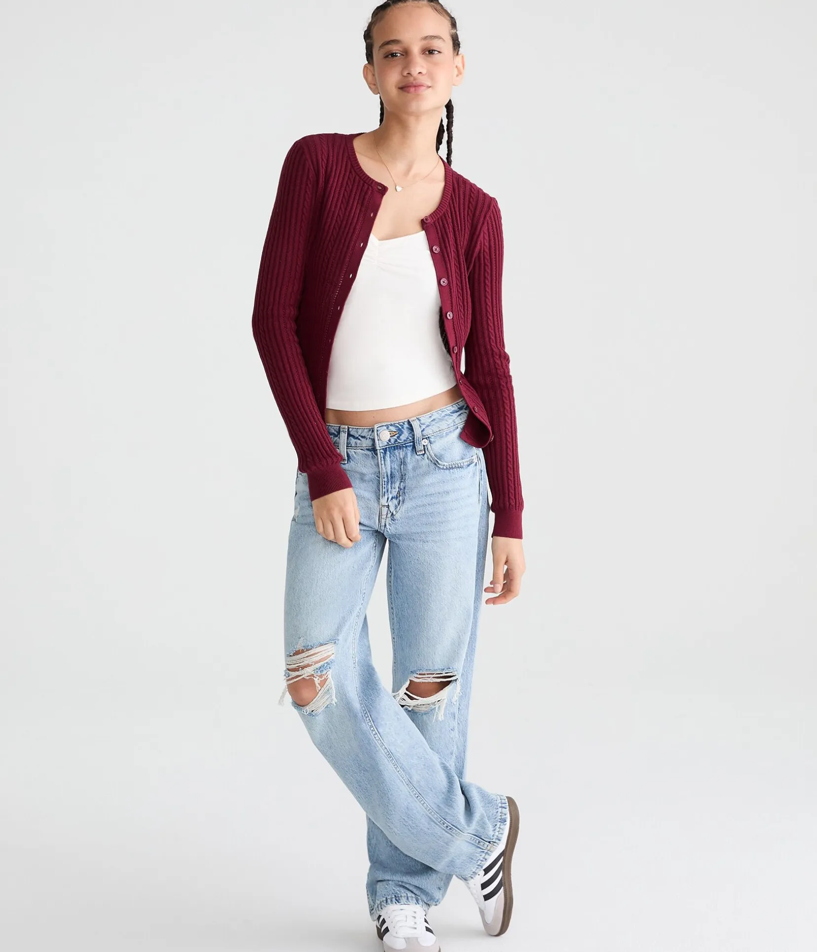 Ribbed Crew Cardigan