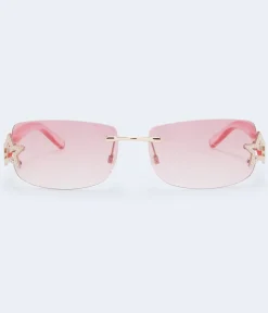Rimless Rectangular Star Sunglasses