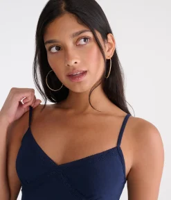 Seriously Soft Crisscross Lace V-Neck Babydoll Cami