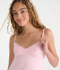 Seriously Soft Crisscross Lace V-Neck Babydoll Cami