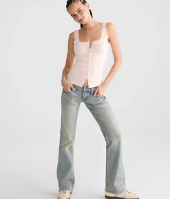 Seriously Soft Lace-Trim Buttoned Tank Top