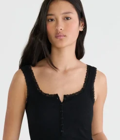 Seriously Soft Lace-Trim Henley Cami