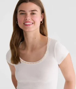 Seriously Soft Ribbon Lace Scoop Tee