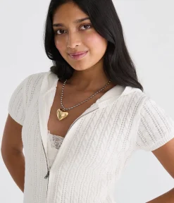 Short Sleeve Full-Zip Sweater Hoodie