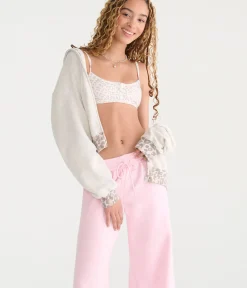 Snow Leopard Print Waffle Henley Bralette