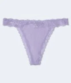 Solid Lace-Trim Low-Rise Thong