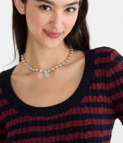 Striped Cable Scoop-Neck Sweater