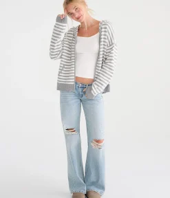 Striped Full-Zip Hooded Sweater