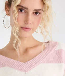 Striped Slouchy V-Neck Sweater