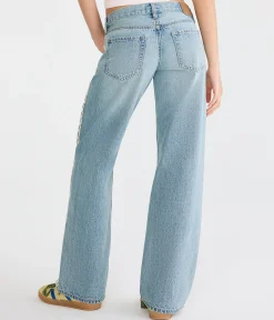 Super Low-Rise Baggy Wide Leg Lace Stripe Jean