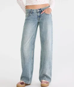 Super Low-Rise Baggy Wide Leg Rhinestone Bow Jean