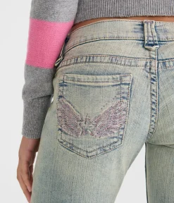 Super Low-Rise Bootcut Rhinestone Wings Jean