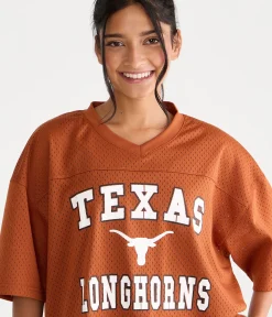 Texas Longhorns Boxy Mesh V-Neck Top