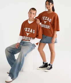 Texas Longhorns Boxy Mesh V-Neck Top