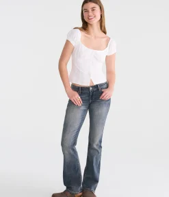 Tonal Stripe Button-Front Scoop-Neck Blouse